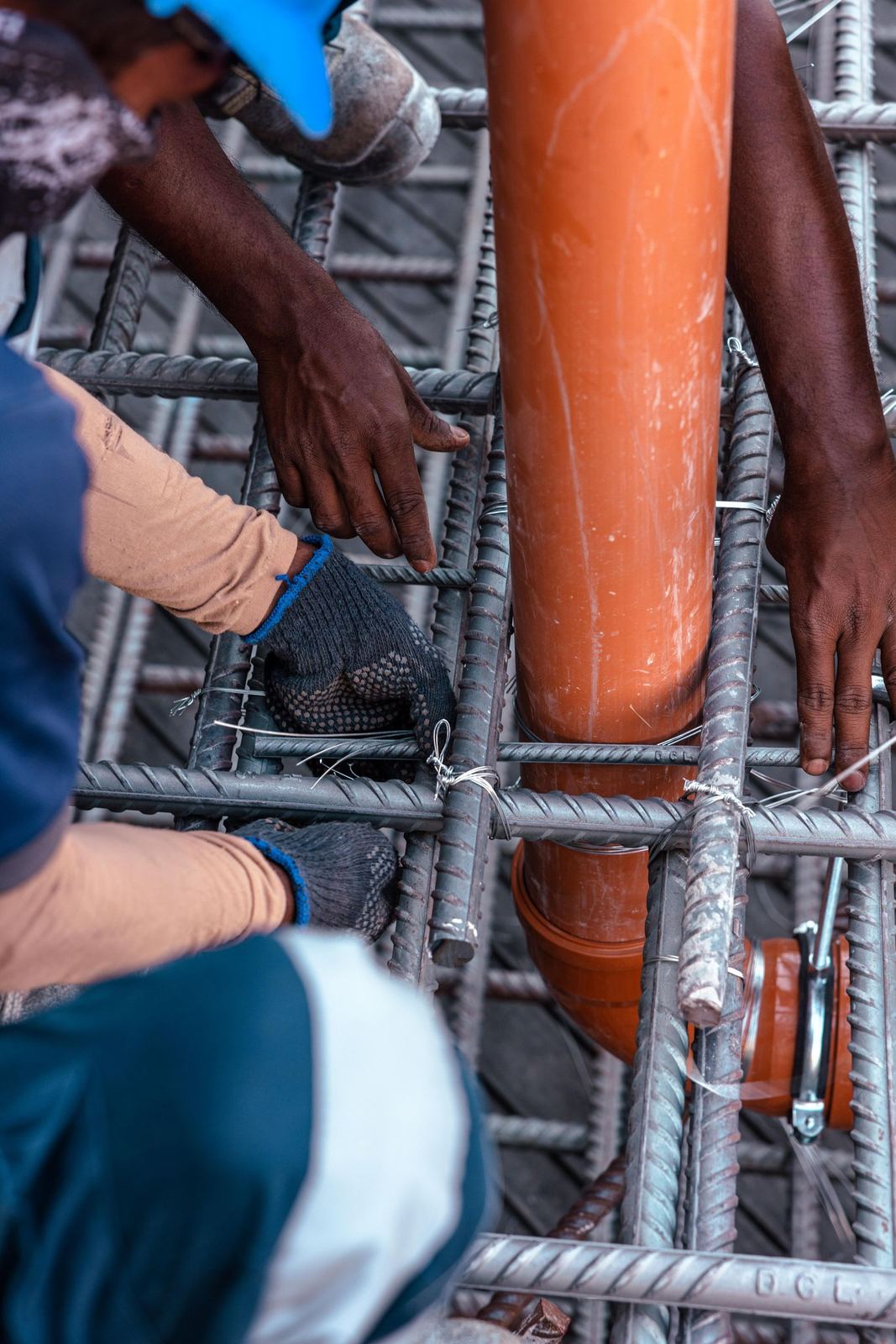 Drainage stack cast into the slab