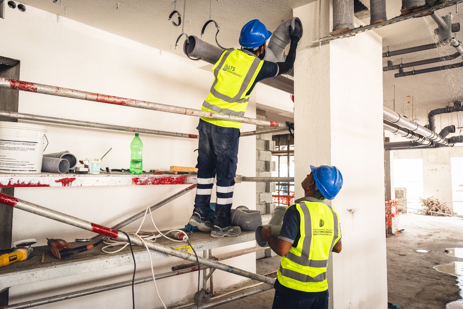 Pipework installation at high level
